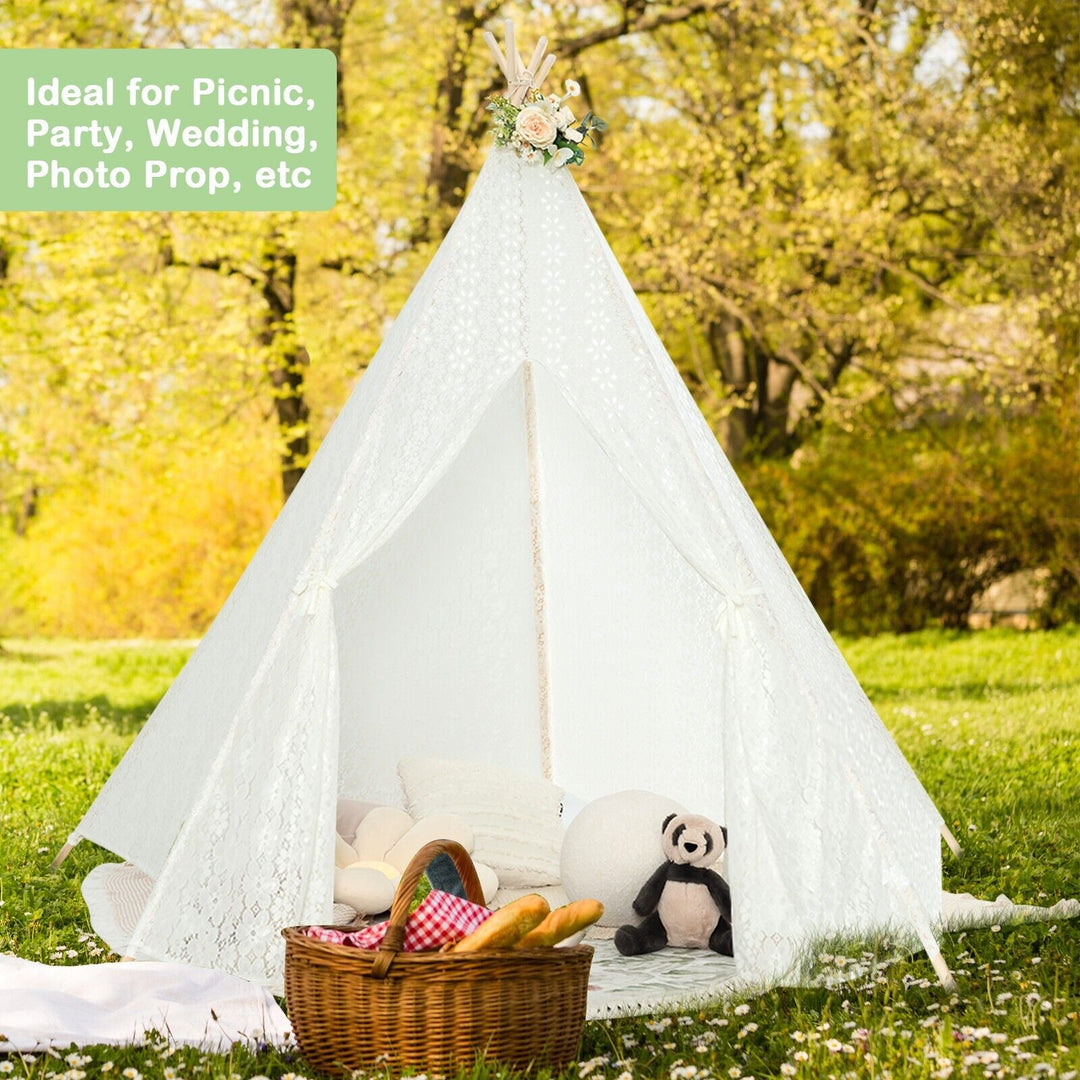 Lace Teepee Tent with Colorful String Lights