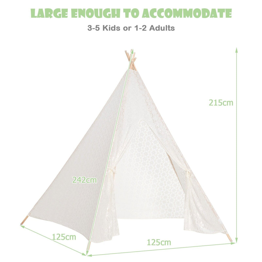 Lace Teepee Tent with Colorful String Lights