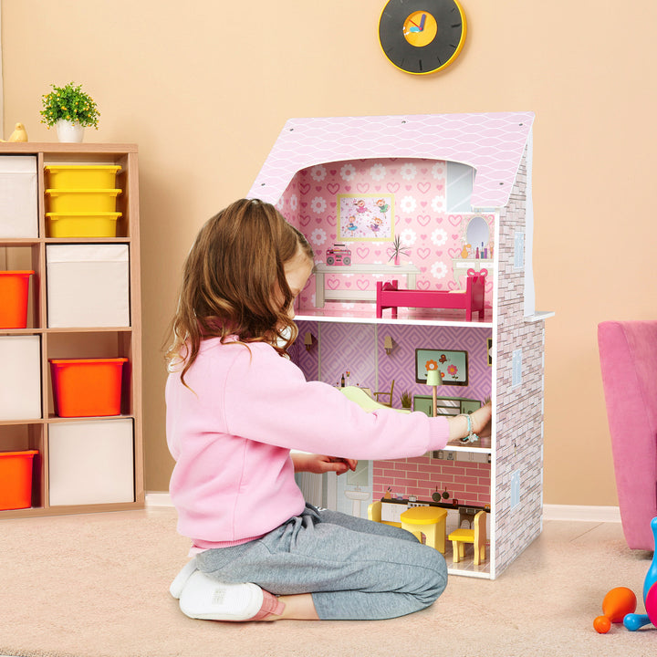 2-In-1 Kitchen Playset and Dollhouse with 9 Accessories