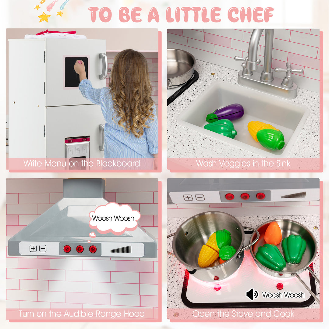 Kids Corner Play Kitchen with Apron and Chef Hat