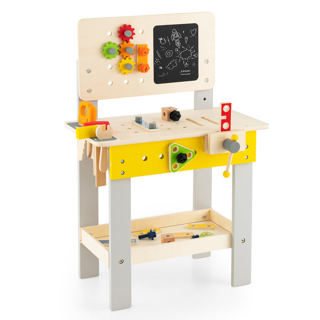 Workbench with Blackboard Saw Hammer and Screwdriver