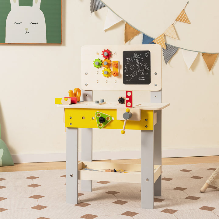 Workbench with Blackboard Saw Hammer and Screwdriver