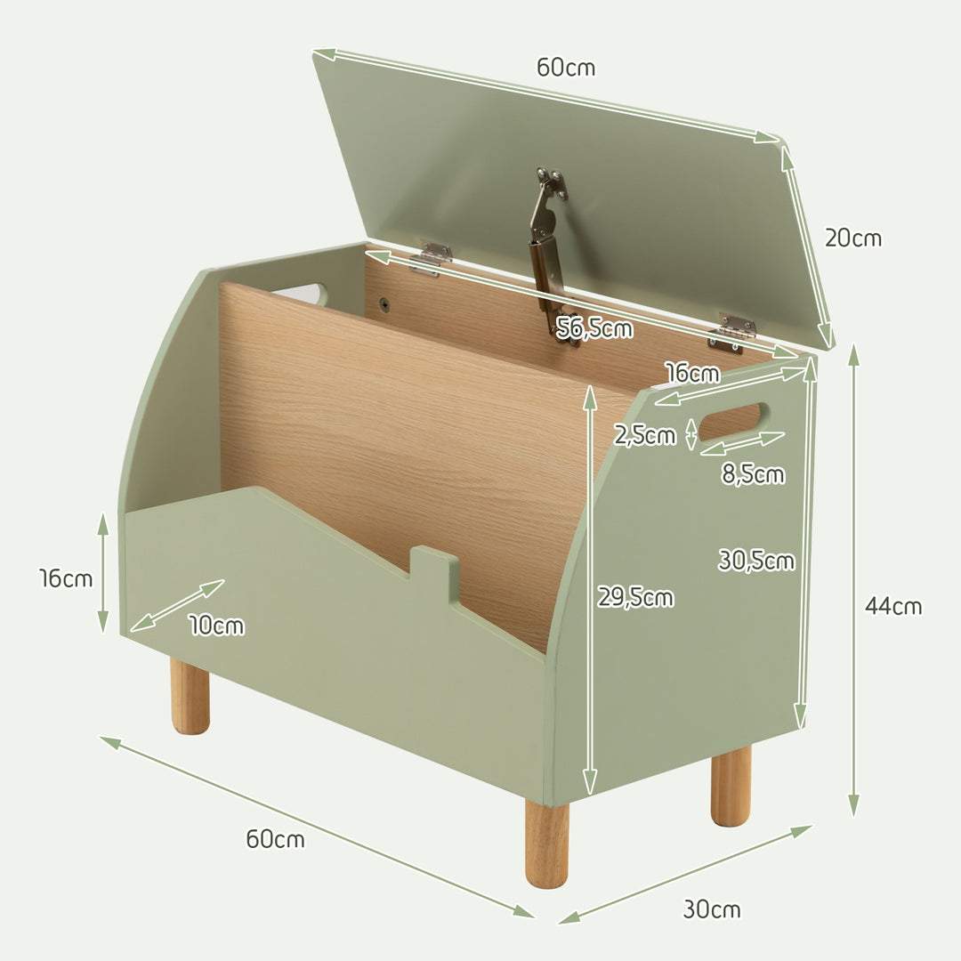 Kids Toy Box with Safety Hinge for Playroom-Green