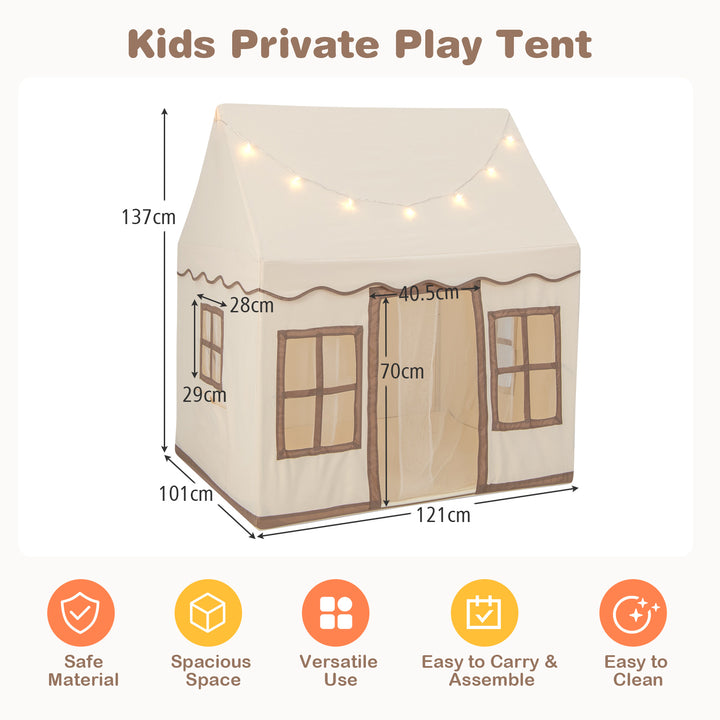 Indoor Kids Play Tent with Star Lights for Children Boys Girls Gift-Brown