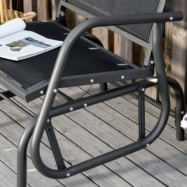 Outdoor Gliding Swing Chair Garden Seat with Armrests - Dark Grey Black