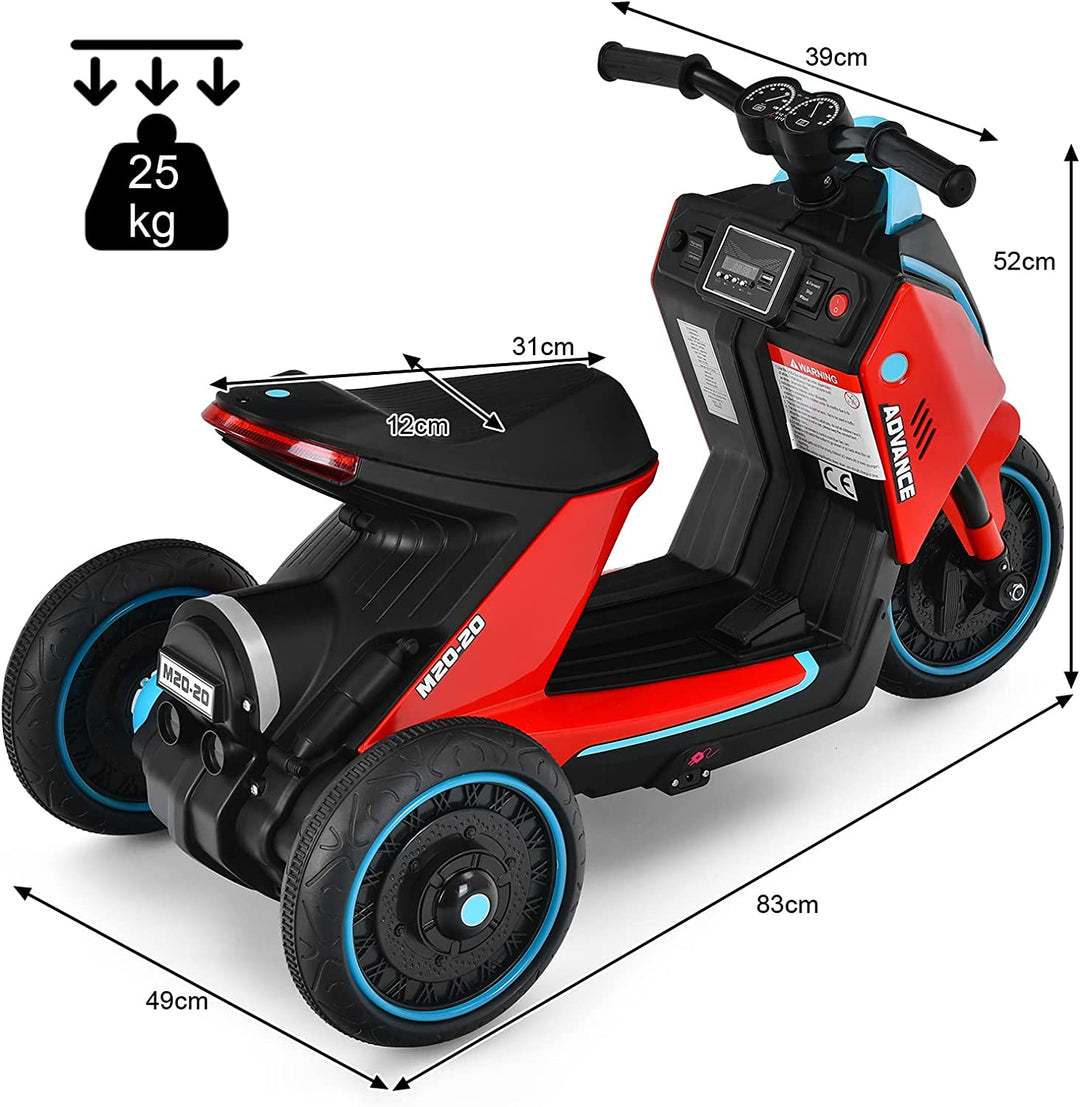 3 Wheels Kids Electric Motorbike with Music-Red