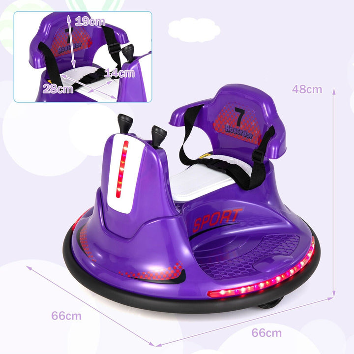 Kids Ride On Electric Bumper Car with Dual Joysticks-Purple