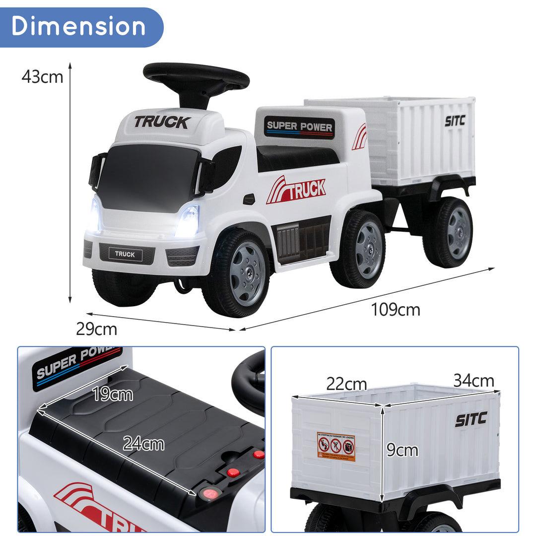 Kids Ride on Truck with Detachable Container for 18-36 Months-White