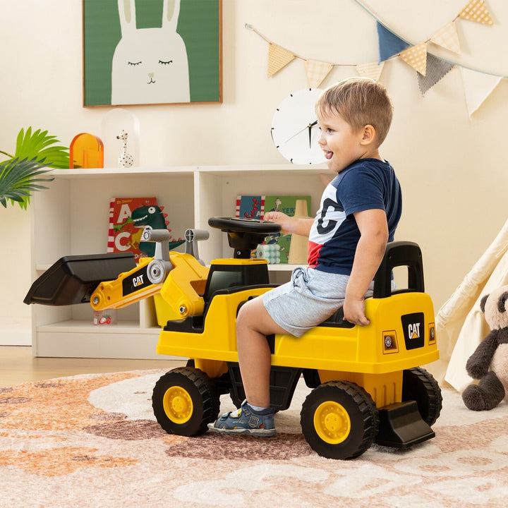 Kid's Ride-on Excavator with Adjustable Bucket-Yellow