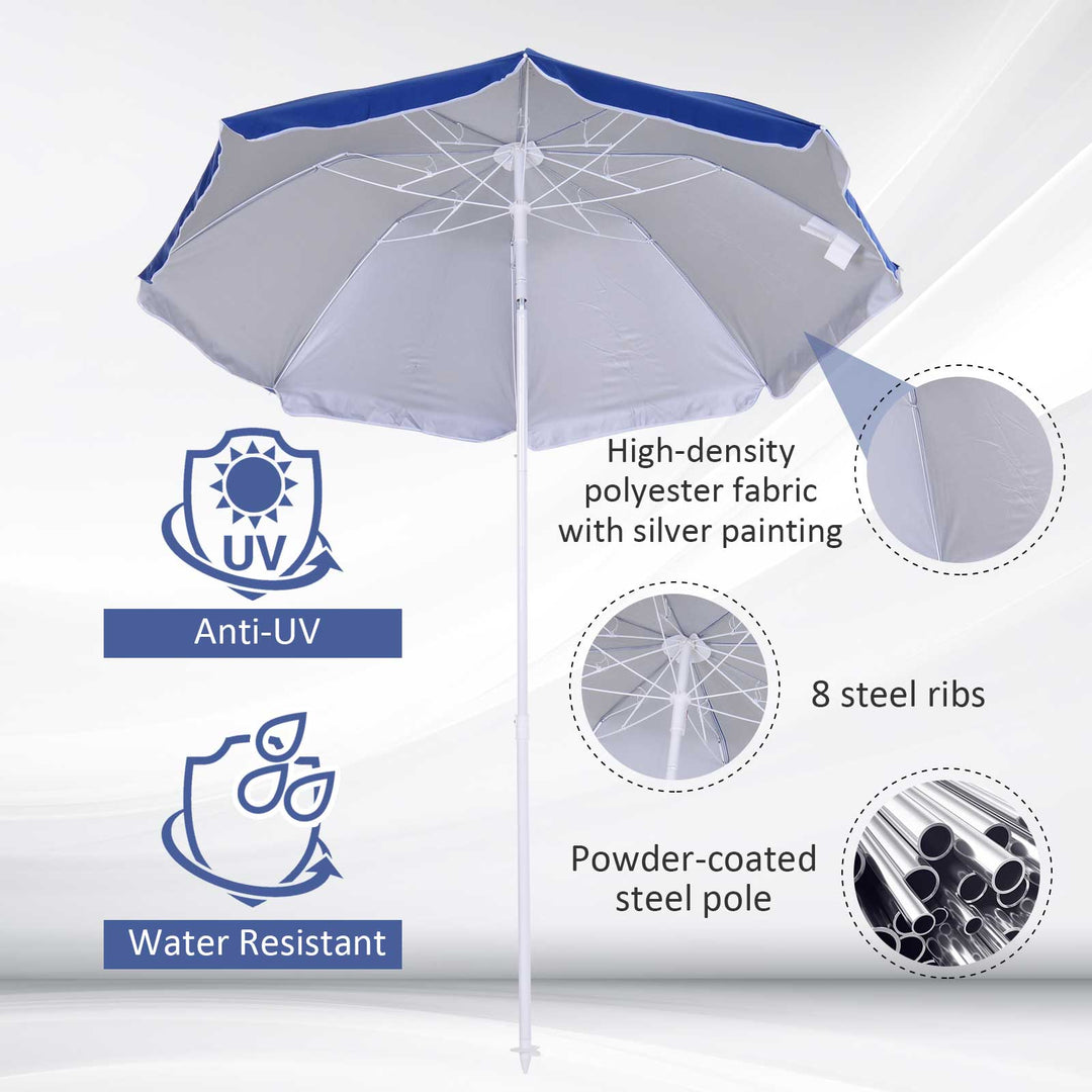 Tilted Steel Frame Beach Parasol- Blue