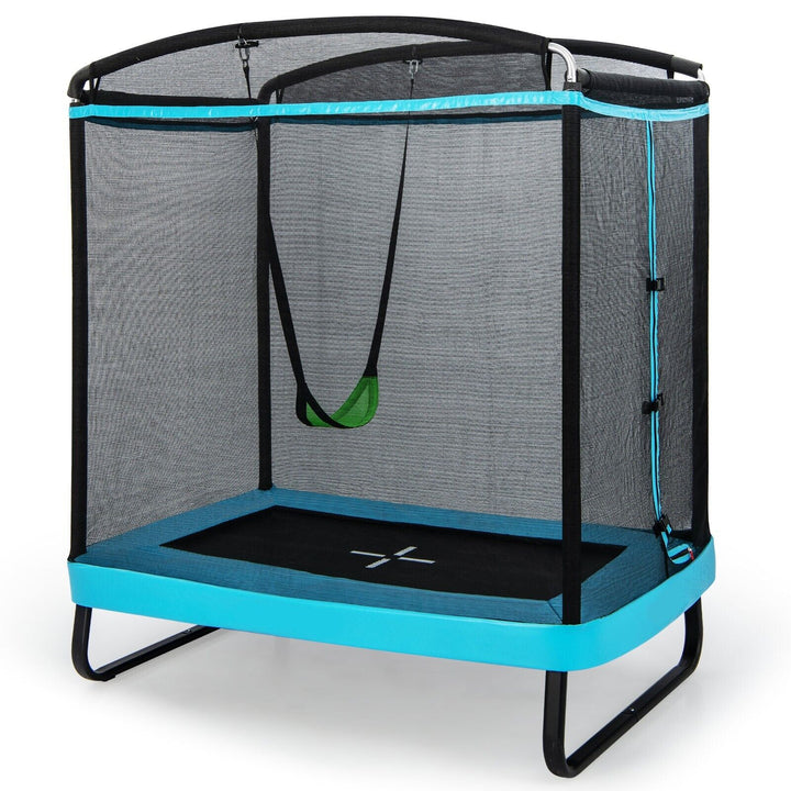 Trampoline with Swing and Enclosure Safety Net-Blue