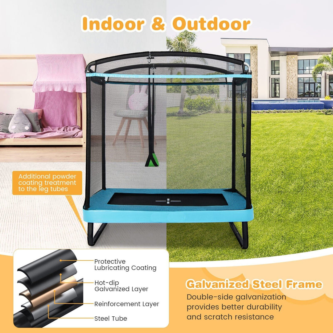 Trampoline with Swing and Enclosure Safety Net-Blue