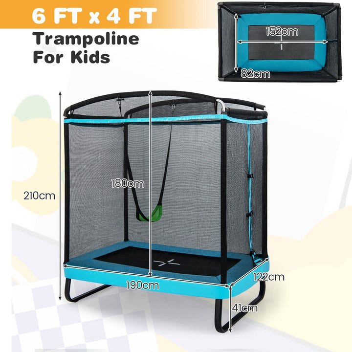 Trampoline with Swing and Enclosure Safety Net-Blue