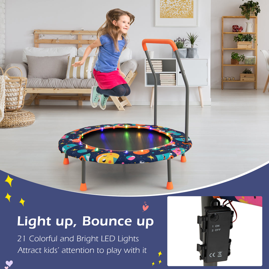 Mini Trampoline for Children with LED Lights and Padded Safety Handle