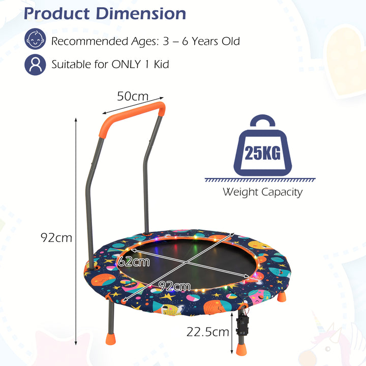 Mini Trampoline for Children with LED Lights and Padded Safety Handle