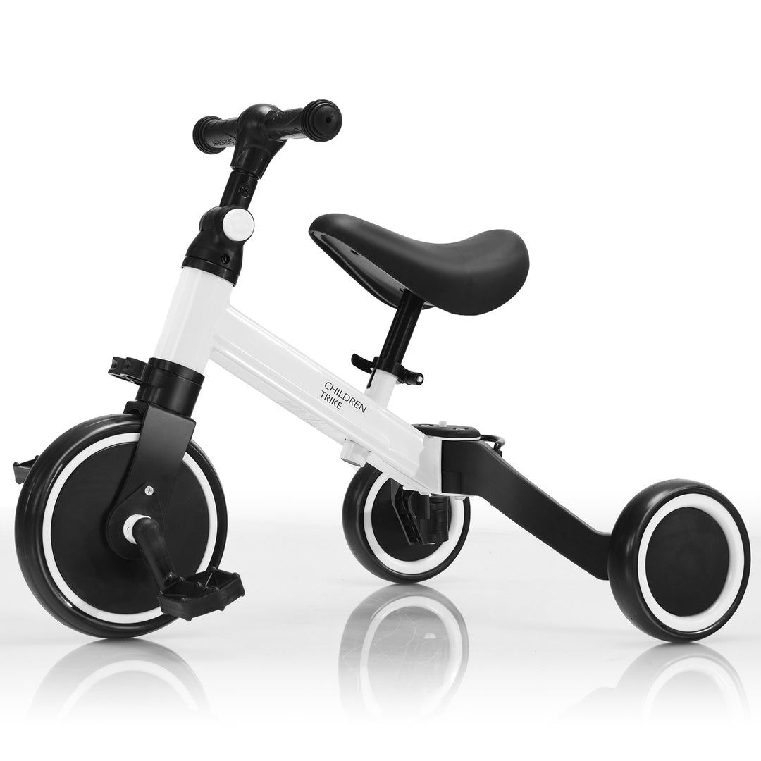 Kids Bike Trike with Detachable Pedal- White