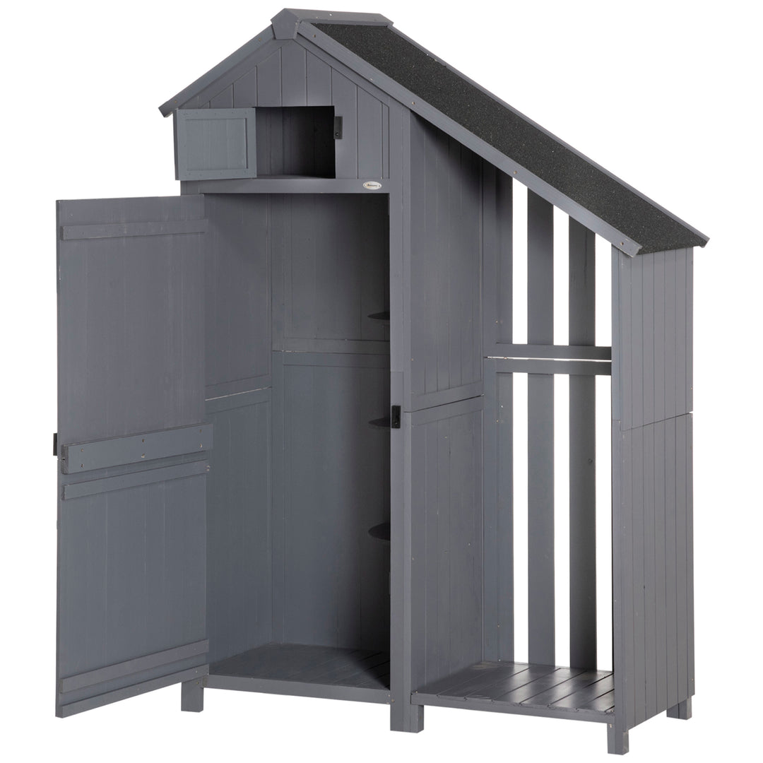 Garden Outdoor Storage Shed w/ 3 Shelves and Tilt Roof-Grey