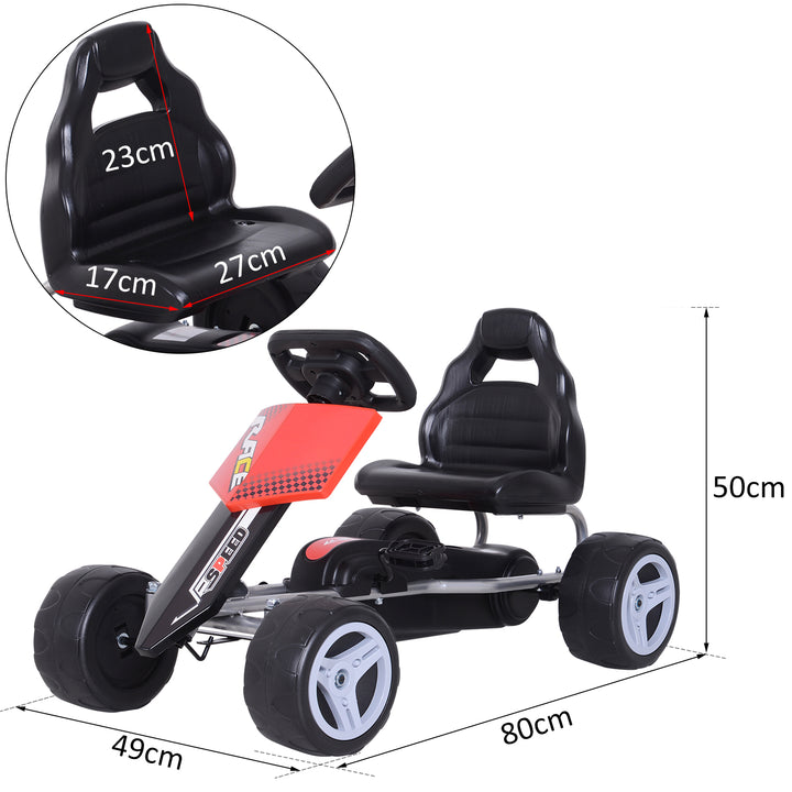 Kids Pedal Go Kart Ride-on, 80Lx49Wx50Hcm-Red/Black