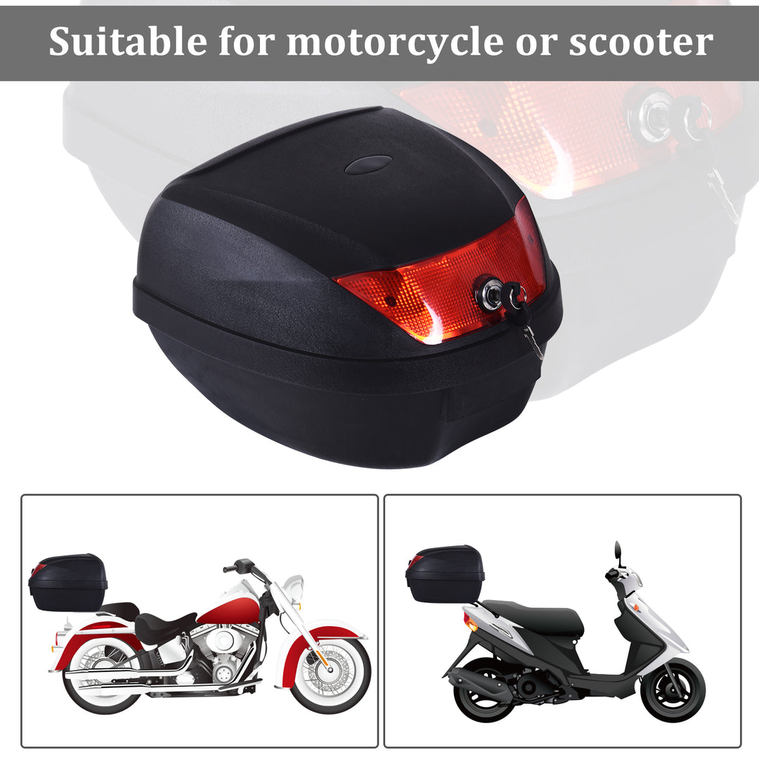 28L Motorcycle Tail box Helmet Top Case Motorbike Luggage Storage Trunk Carrier Mount Rack w/ 2 Keys