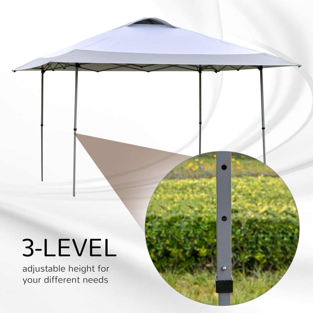 Outsunny 4 x 4m Pop-up Canopy Gazebo Tent with Roller Bag &amp; Adjustable Legs Outdoor Party, Steel Frame, White