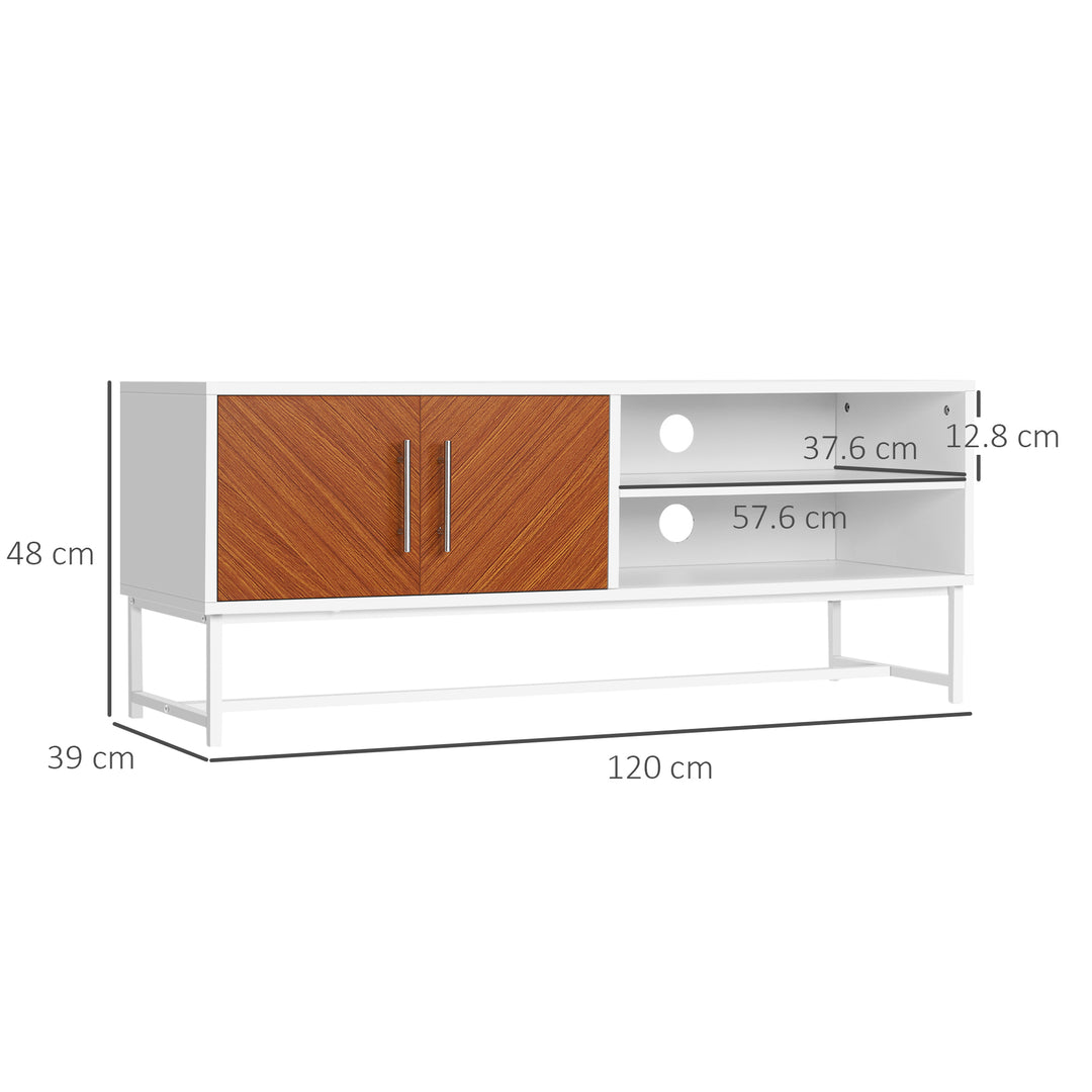 HOMCOM TV Stand with Open Shelves and  Storage Cupboard with Door, Entertainment Center with Cable Holes for TVs up to 50 inches