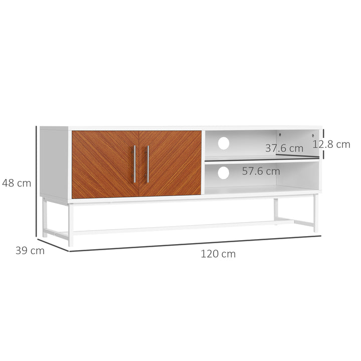 HOMCOM TV Stand with Open Shelves and  Storage Cupboard with Door, Entertainment Center with Cable Holes for TVs up to 50 inches