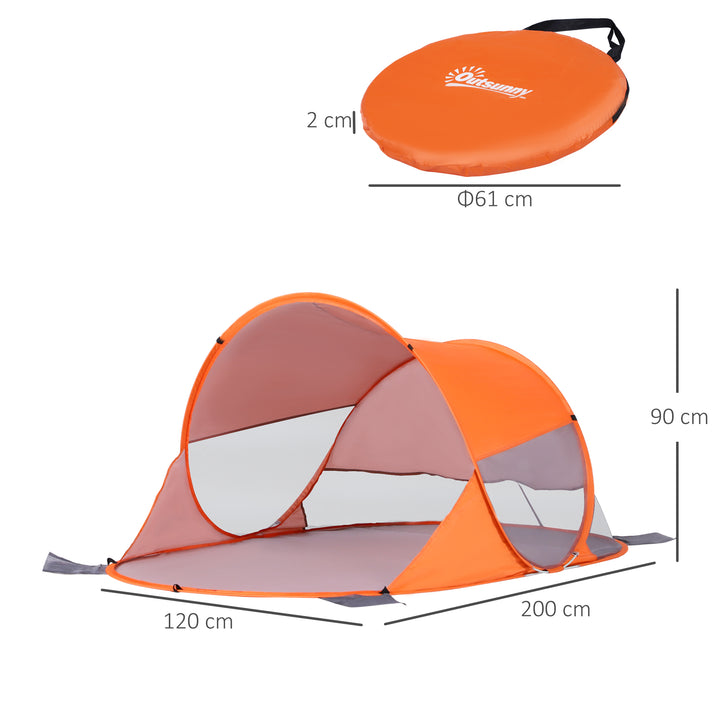 Pop up Beach Tent with Sun Shelter Portable Automatic - Orange