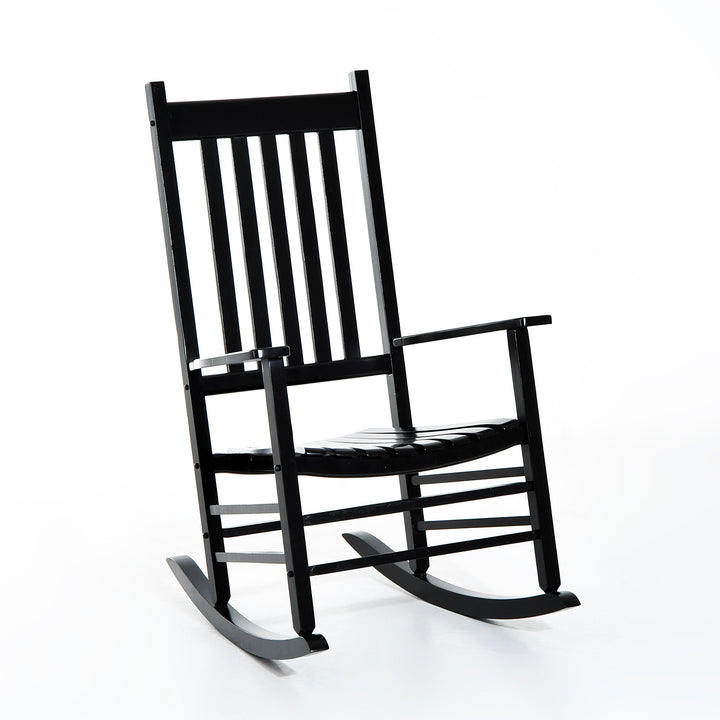 Rocking Chair Armchair Wooden Patio Rocker Balcony Deck Outdoor Porch Garden Seat Black