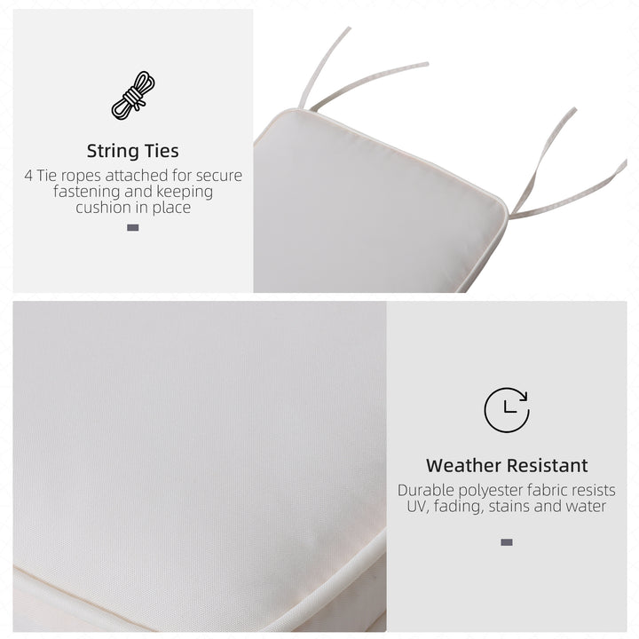 Set of 6 Chair Cushion Seat Pads Dining Chair w/ Straps Indoor Outdoor Removable Tie On Garden Patio Cream White