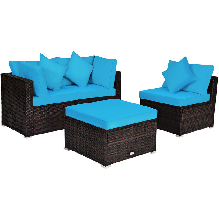 Conversation Set with Removable Cushions and Pillows-Turquoise