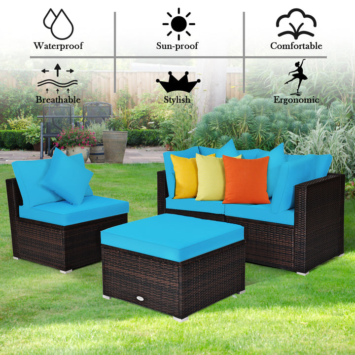 Conversation Set with Removable Cushions and Pillows-Turquoise