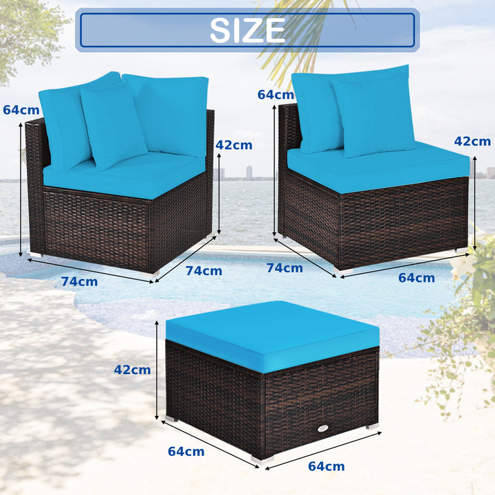 Conversation Set with Removable Cushions and Pillows-Turquoise