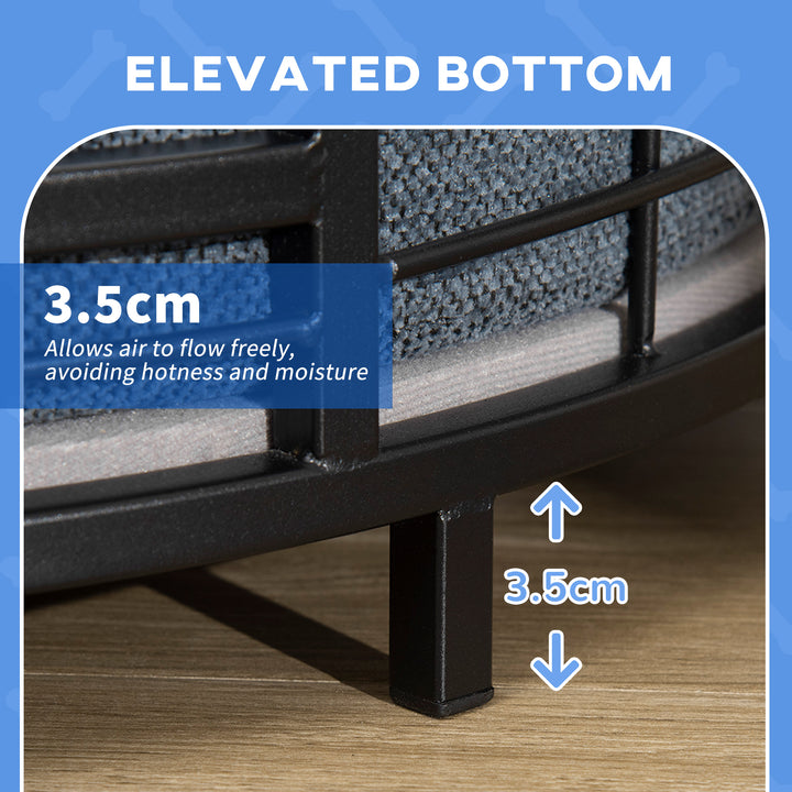 Raised Dog Bed with Soft Cushion, Modern Style Pet Sofa Bed Steel Frame, with Removable Cover, for Small Sized Dogs, Dia. 60 x 20 cm, Black