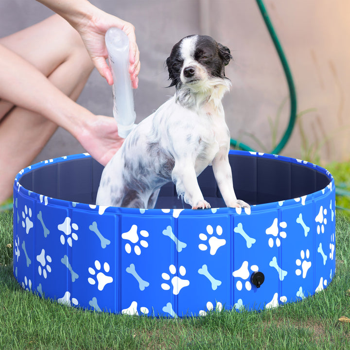 PawHut Dog Swimming Pool Foldable Pet Bathing Shower Tub Padding Pool Dog Cat Puppy Washer Indoor/Outdoor Φ100 × 30H cm S Sized