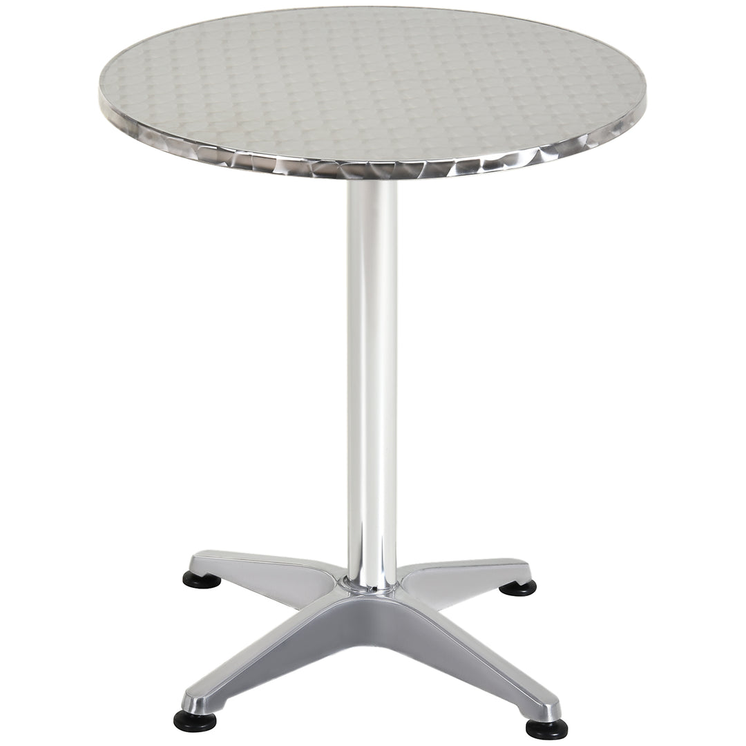 Aluminum Bistro Bar Table Round Tabletop Dining Wine Pub Stainless Steel 2 Height Settings 70cm/110cm