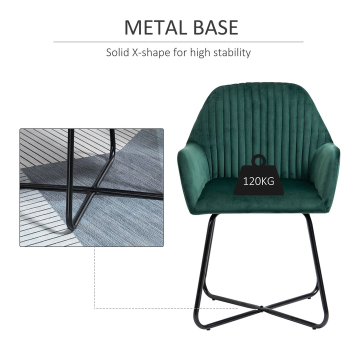 HOMCOM Modern Accent Chair Velvet-Touch Fabric Upholstered Lounge Armchair with Metal Base, Green