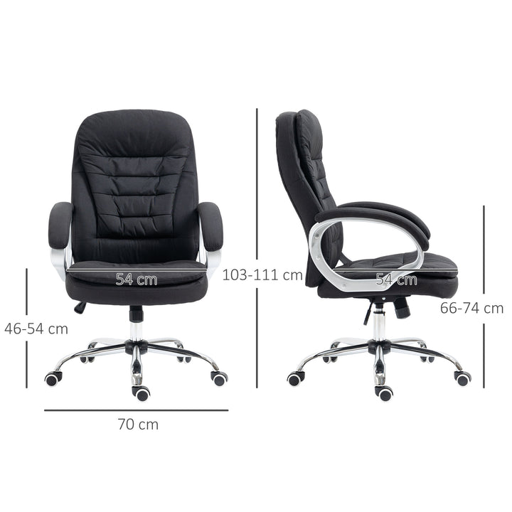 Vinsetto Ergonomic Office Chair Task Chair for Home with Arm, Swivel Wheels, Linen Fabric, Black