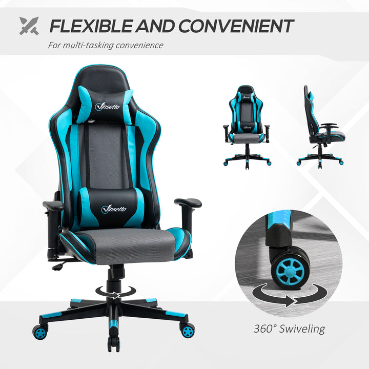 Vinsetto Gaming Chair Racing Style Ergonomic Office Chair High Back Computer Desk Chair Adjustable Height Swivel Recliner with Headrest Sky Blue