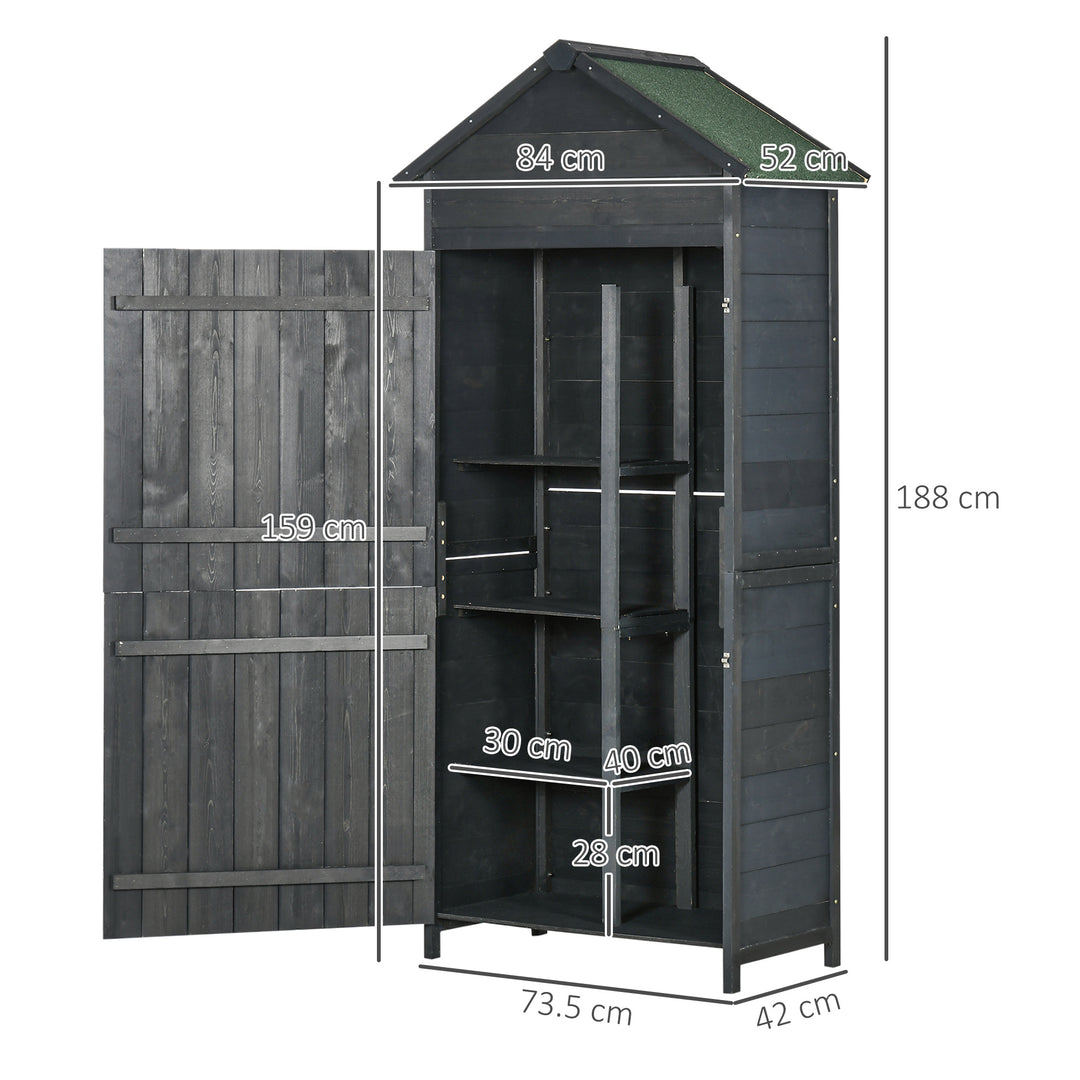 Garden Storage 4-Tier Wooden Garden Outdoor Shed 3 Shelves Utility Gardener Cabinet Lockable 2 Doors - Grey