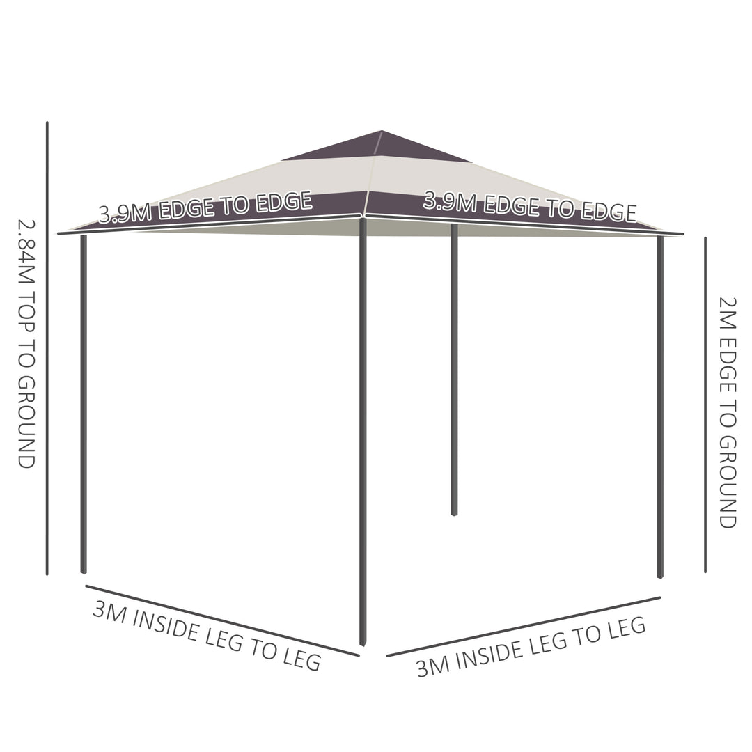 Outsunny 4 x 4m Pop-up Canopy Gazebo Tent with Roller Bag &amp; Adjustable Legs Outdoor Party, Steel Frame, Brown