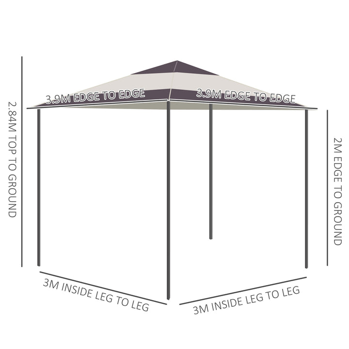 Outsunny 4 x 4m Pop-up Canopy Gazebo Tent with Roller Bag &amp; Adjustable Legs Outdoor Party, Steel Frame, Brown