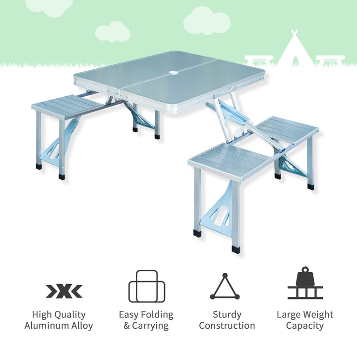Portable Folding Camping Picnic Table and Chairs Stools Set Party Field Kitchen Outdoor Garden BBQ Aluminum
