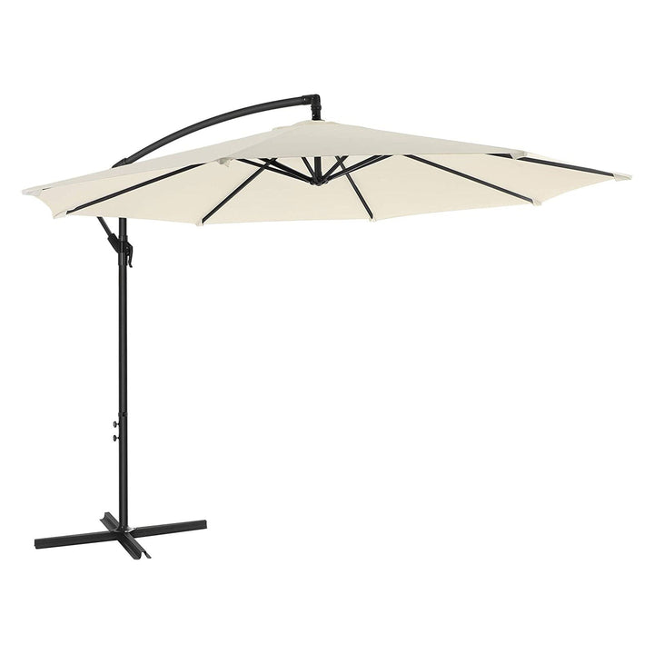 Standing Offset Patio Umbrella with Base Beige