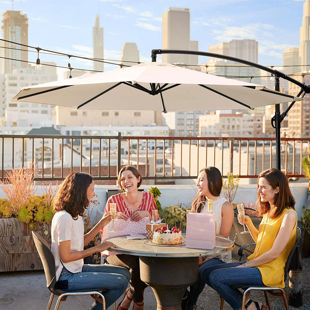 SONGMICS Cantilever Garden Patio Umbrella with Base