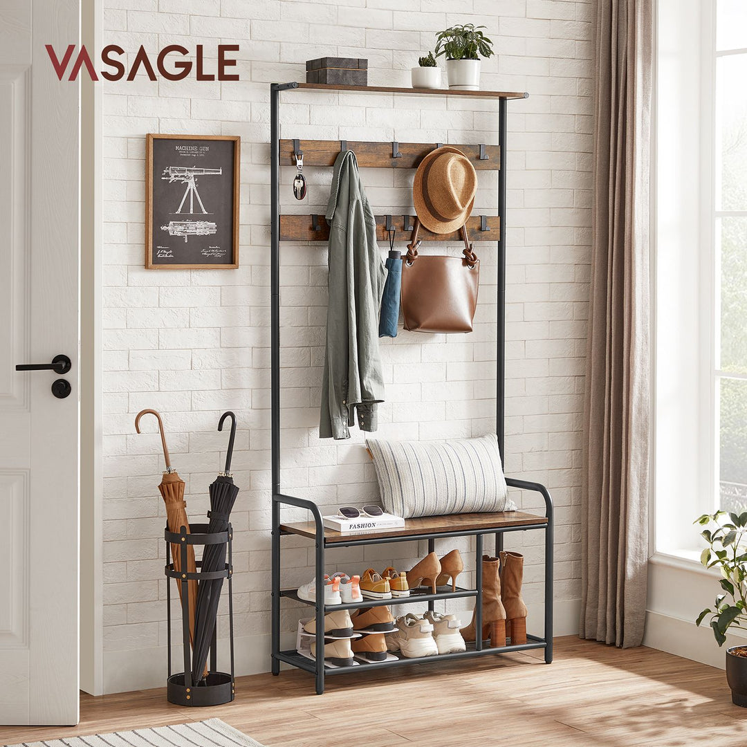 VASAGLE Coat Rack with Shoe Bench