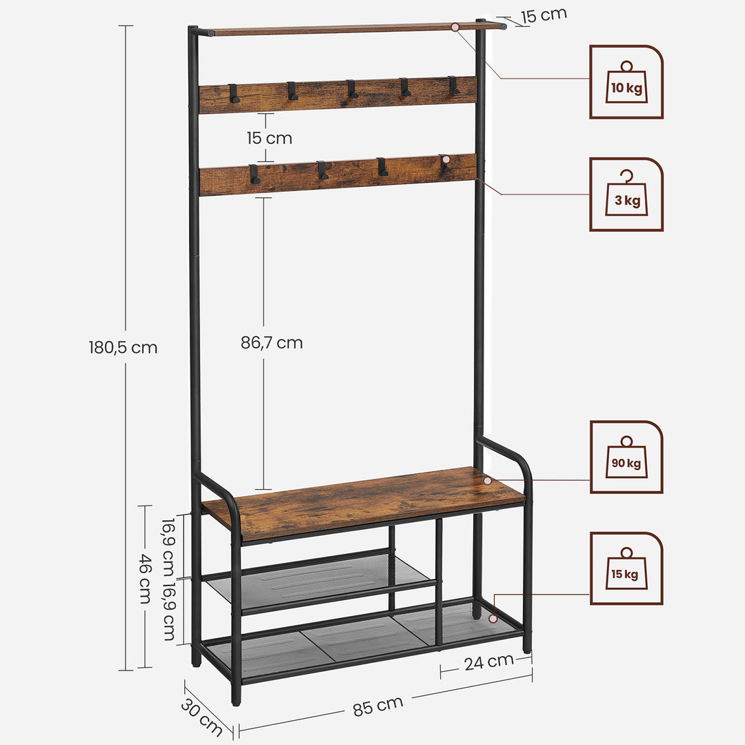 VASAGLE Coat Rack with Shoe Bench