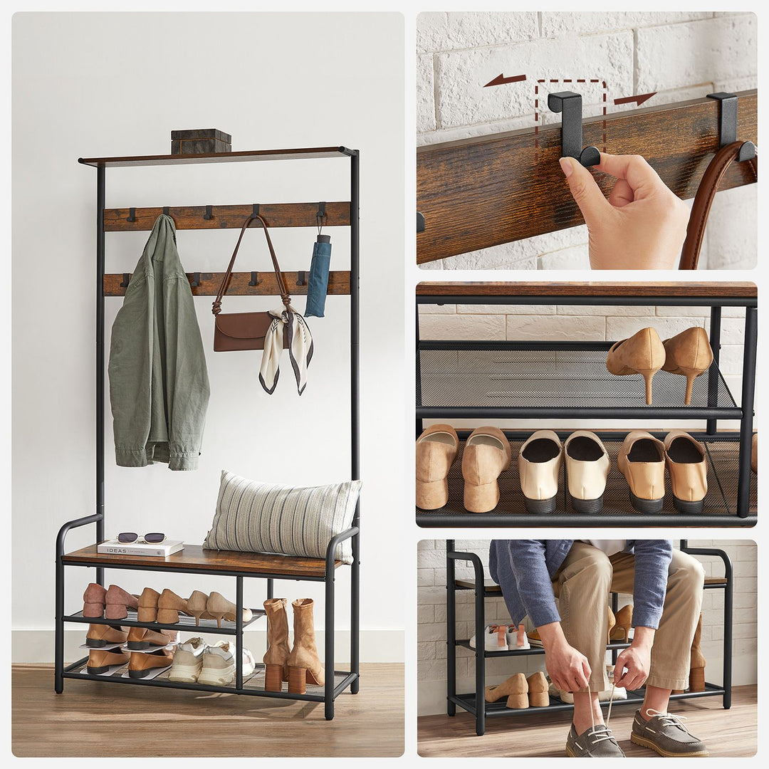 VASAGLE Coat Rack with Shoe Bench