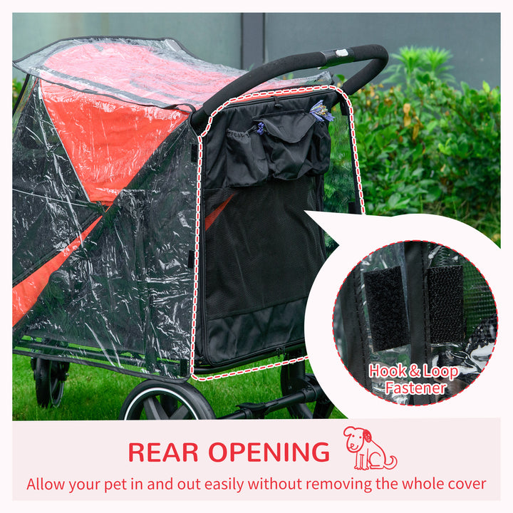 One-Click Foldable Pet Travel Stroller with Rain Cover, Cat Dog Pushchair with Front Wheels - Red