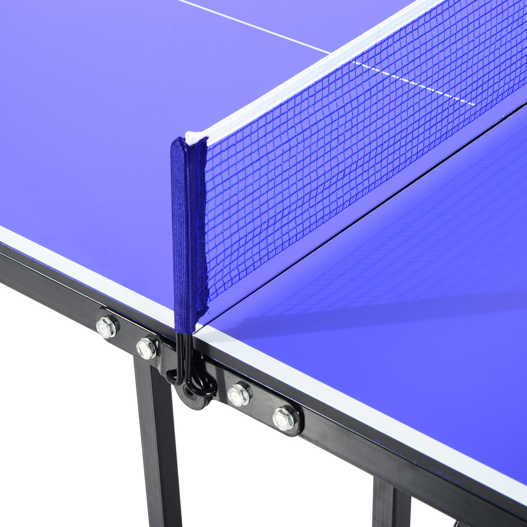 Folding Mini Compact Table Tennis Top Ping Pong Table Set Professional Net Games Sports Training Play Blue