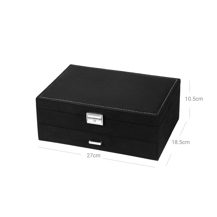 2-Tier Jewelry Case with Drawer Black